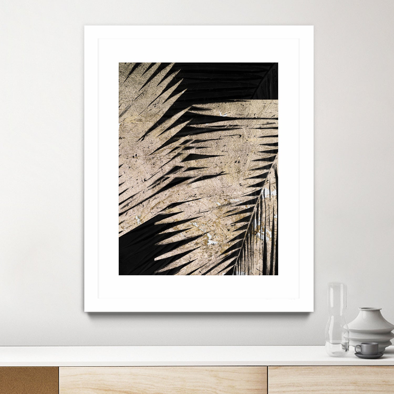 Neutral Palmas on Black I by Patricia  Pinto on GIANT ART - palms palmas