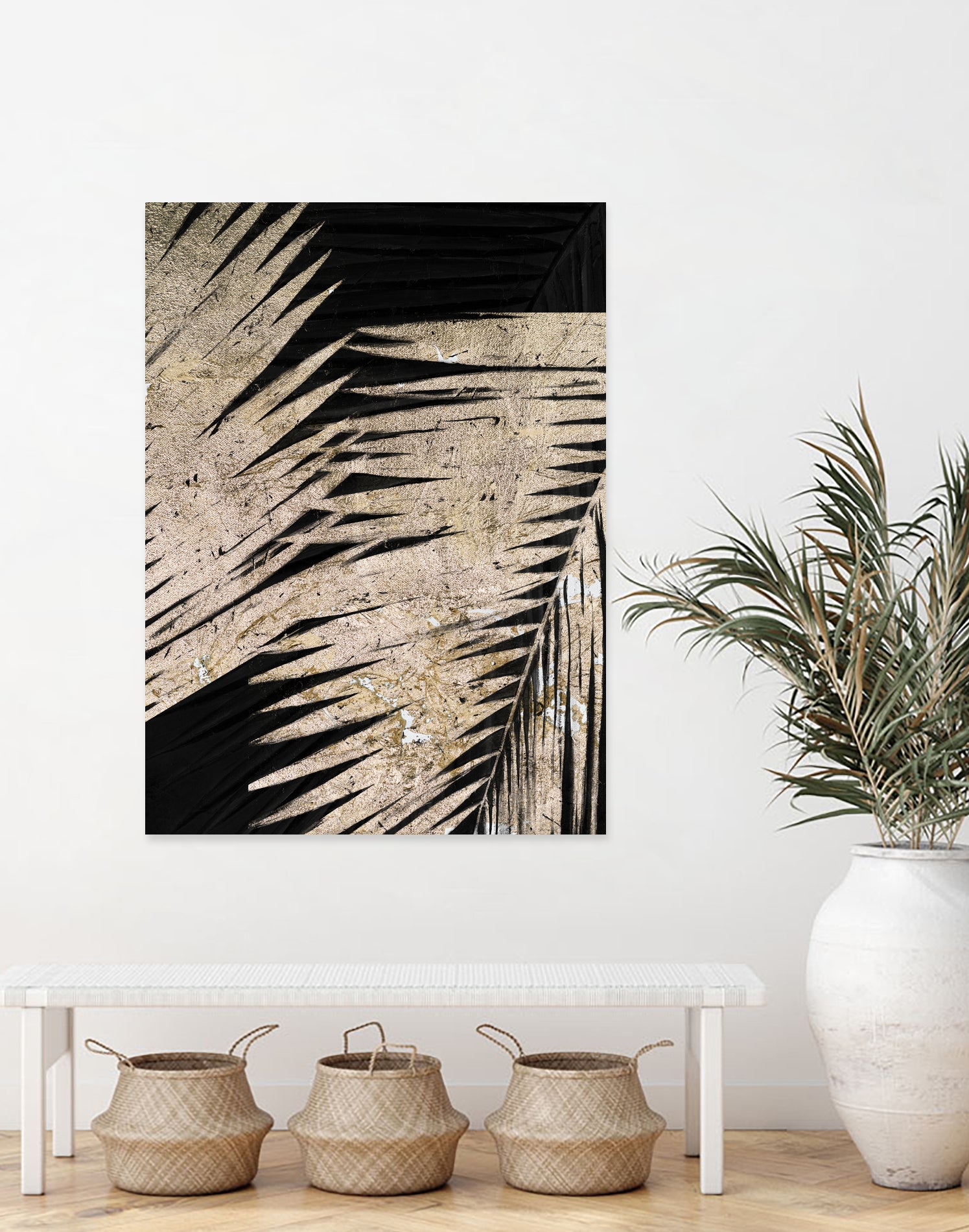 Neutral Palmas on Black I by Patricia  Pinto on GIANT ART - palms palmas
