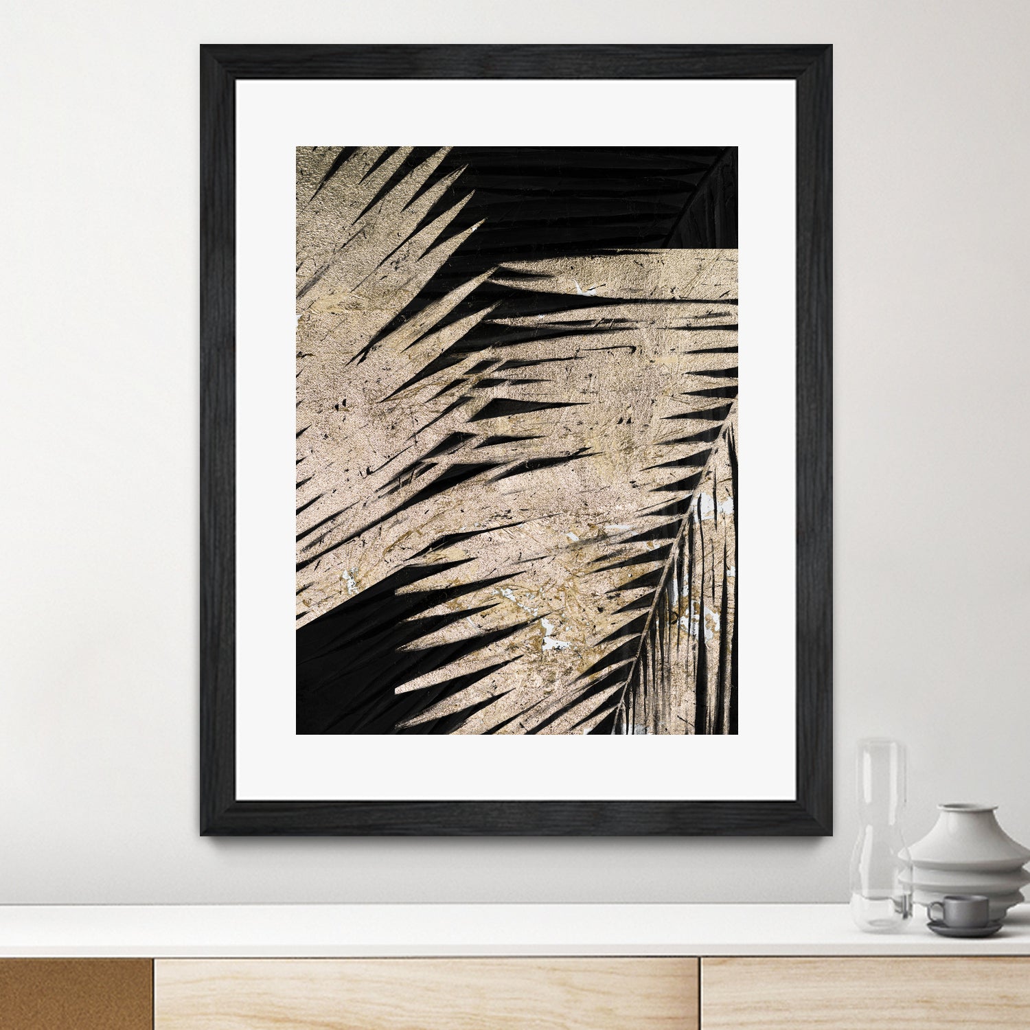 Neutral Palmas on Black I by Patricia  Pinto on GIANT ART - palms palmas