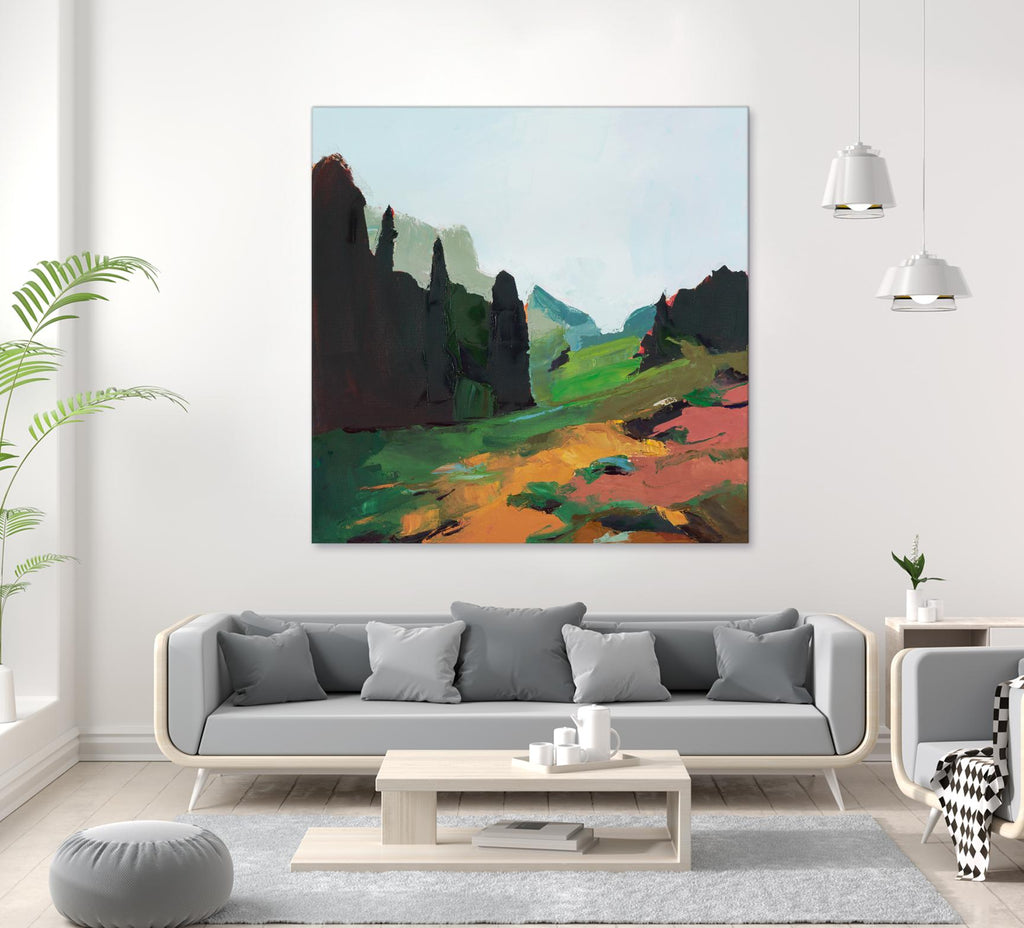 Green Alpine Meadow by Julie Denise on GIANT ART -  abstract 