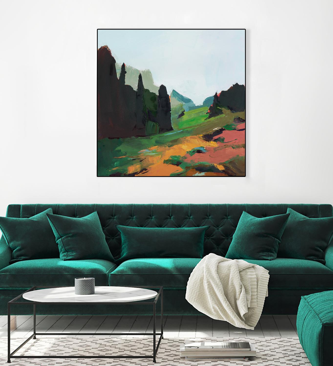 Green Alpine Meadow by Julie Denise on GIANT ART -  abstract 