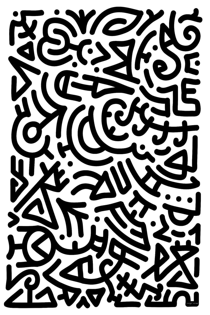 Bold Black Marker Doodle Lines by Bicone on GIANT ART