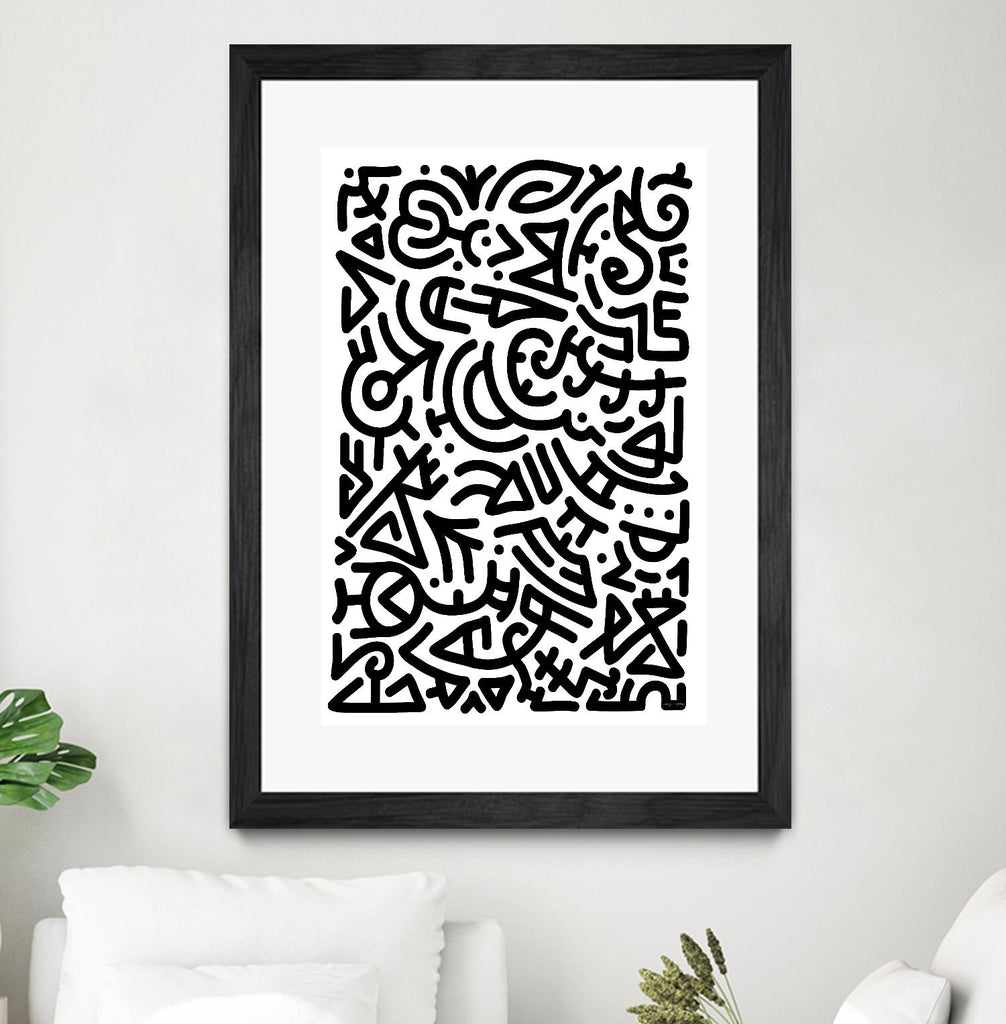 Bold Black Marker Doodle Lines by Bicone on GIANT ART