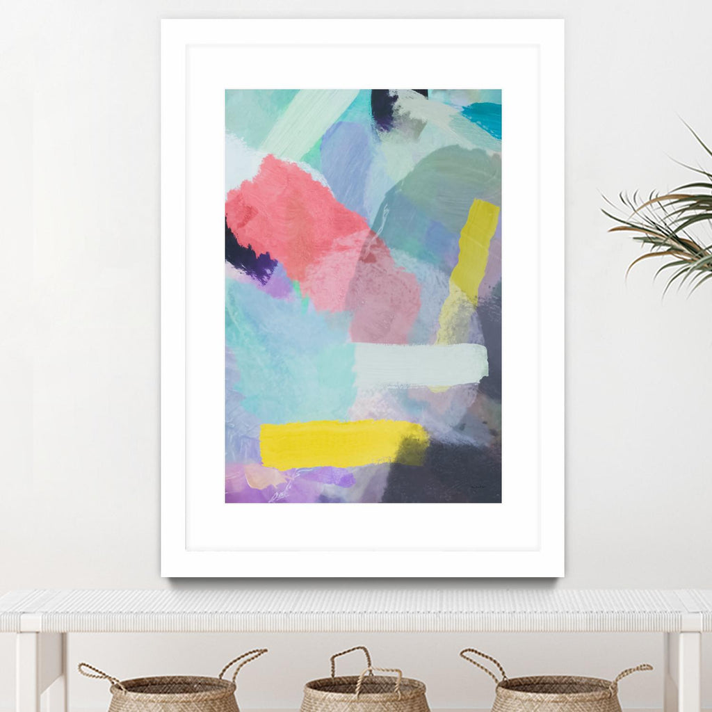 brush painting texture abstract in blue pink yellow green by mrvell on GIANT ART