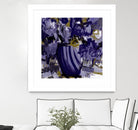 Dark blue flowers by Doris Savard on GIANT ART - grey abstract