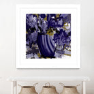 Dark blue flowers by Doris Savard on GIANT ART - grey abstract