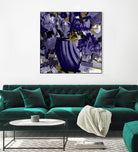 Dark blue flowers by Doris Savard on GIANT ART - grey abstract