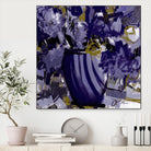 Dark blue flowers by Doris Savard on GIANT ART - grey abstract
