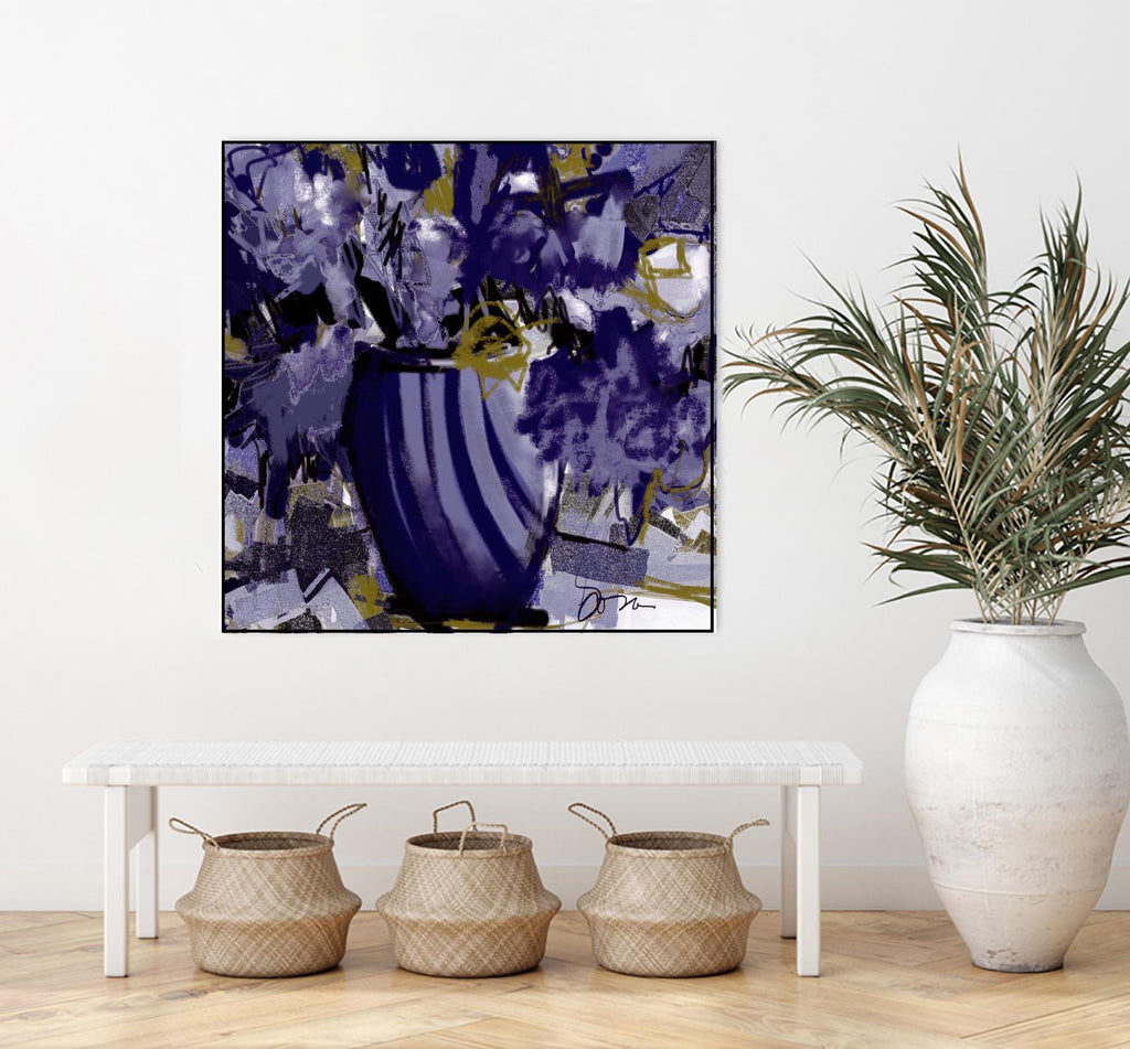 Dark blue flowers by Doris Savard on GIANT ART - grey abstract