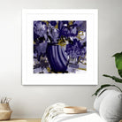 Dark blue flowers by Doris Savard on GIANT ART - grey abstract