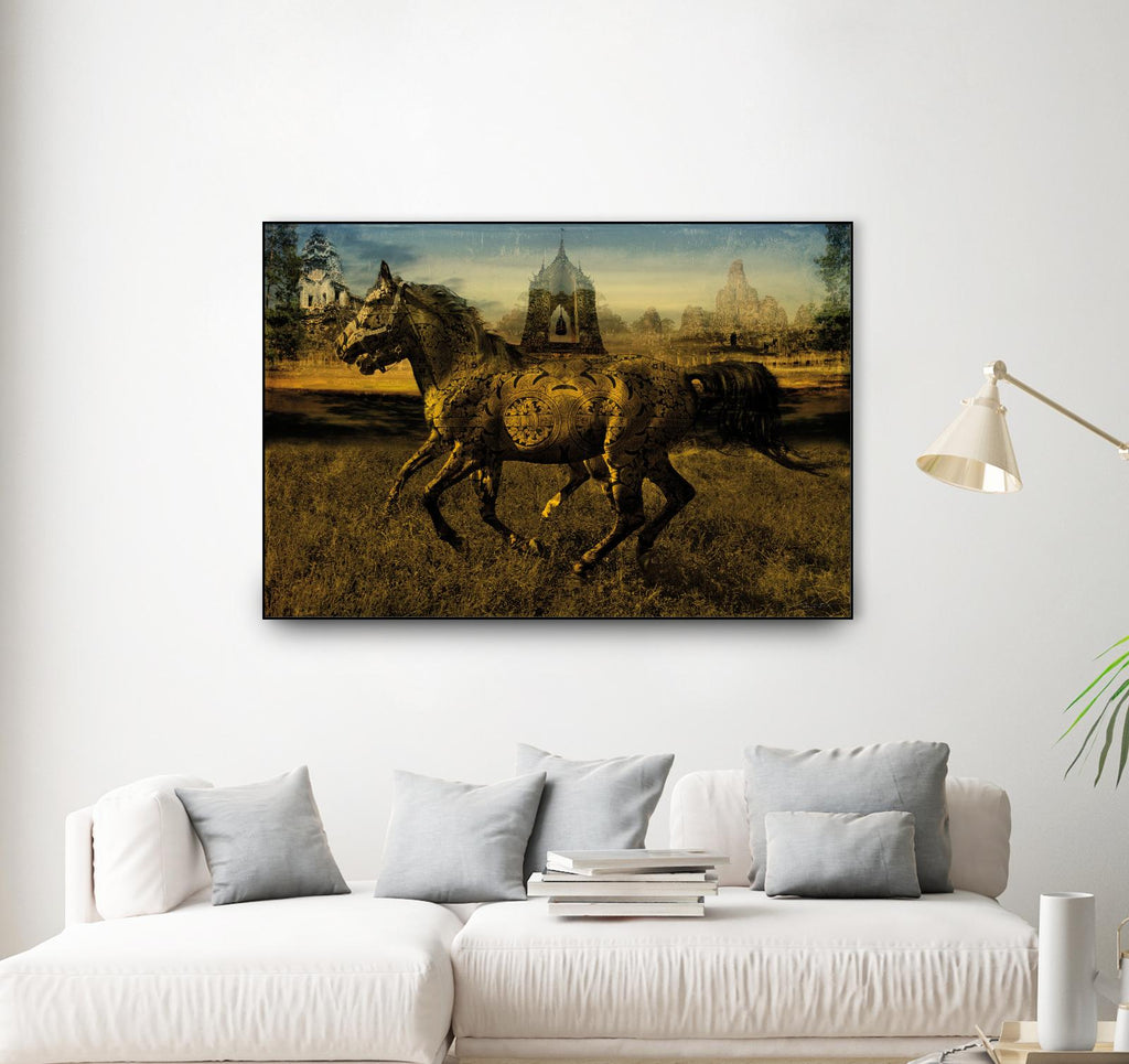 2 Horses by Daniel Stanford on GIANT ART - gold animals exotique
