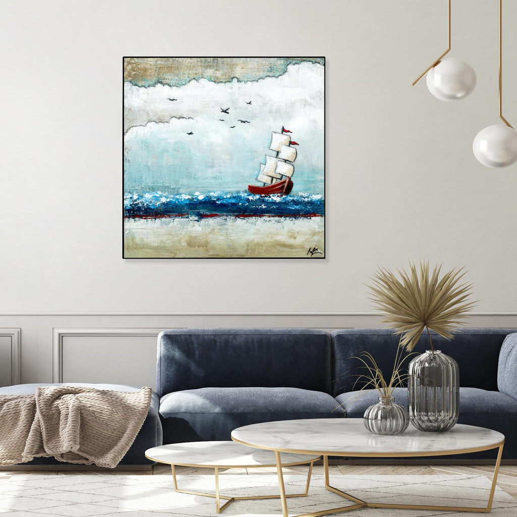 Vents et marées de Marie Claprood sur GIANT ART - scène de mer blanche