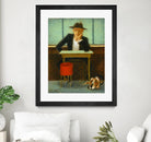 2 in a cafe shop by Steven Lamb on GIANT ART - green figurative homme