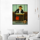 2 in a cafe shop by Steven Lamb on GIANT ART - brown men and women