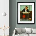 2 in a cafe shop by Steven Lamb on GIANT ART - green figurative homme