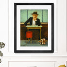 2 in a cafe shop by Steven Lamb on GIANT ART - green figurative homme