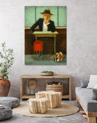 2 in a cafe shop by Steven Lamb on GIANT ART - green figurative homme