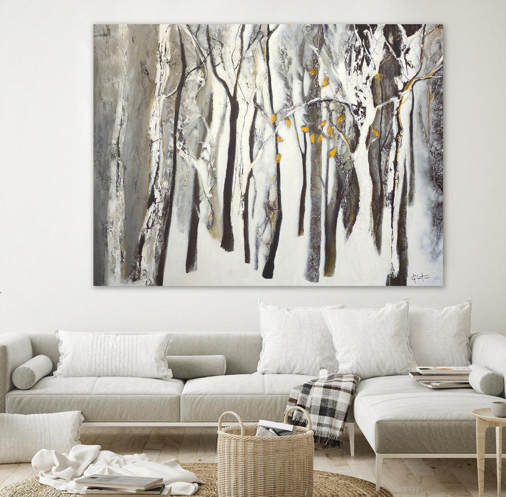 La forêt blanche de Kathleen Cloutier sur GIANT ART - arbres gris