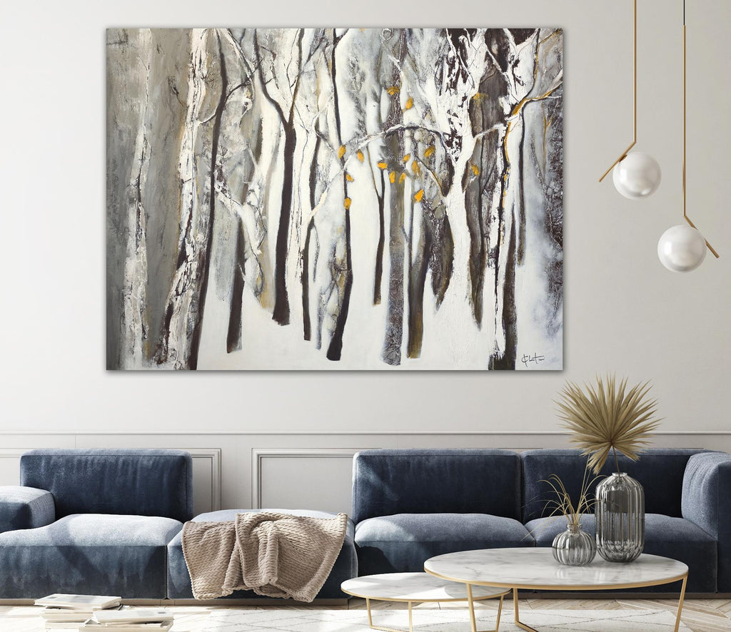 La forêt blanche de Kathleen Cloutier sur GIANT ART - arbres gris