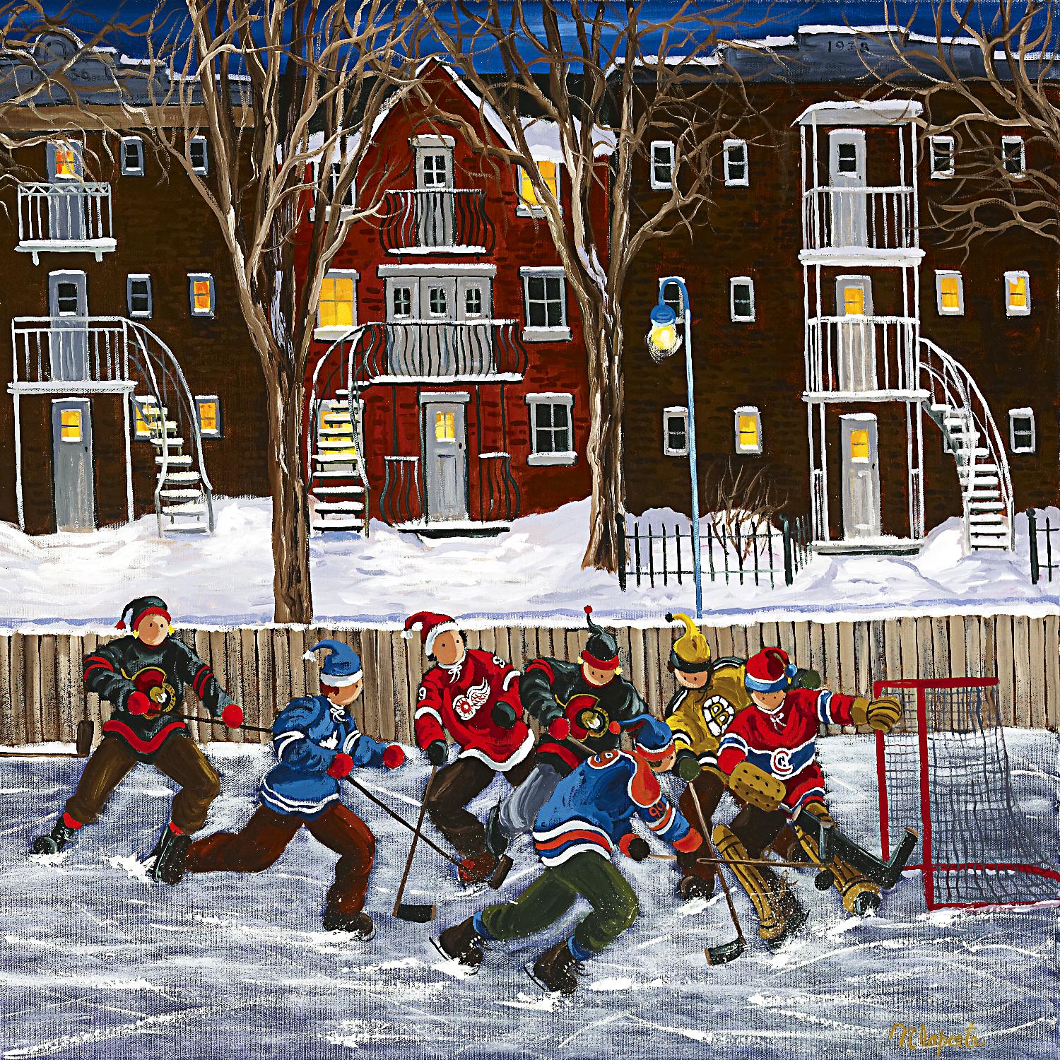 After School 1 de Nicole Laporte sur GIANT ART - art blanc pour enfants hockey