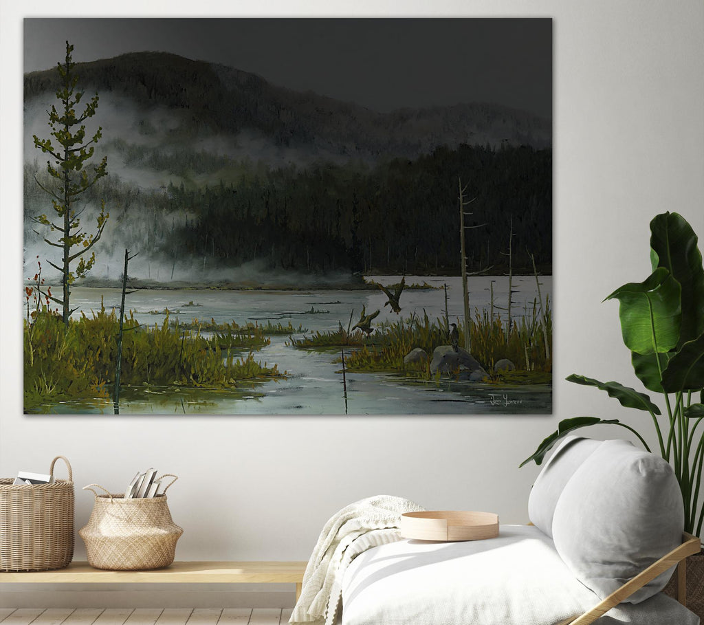 Le lac vaseau par Yvon Lemieux sur GIANT ART - paysage vert
