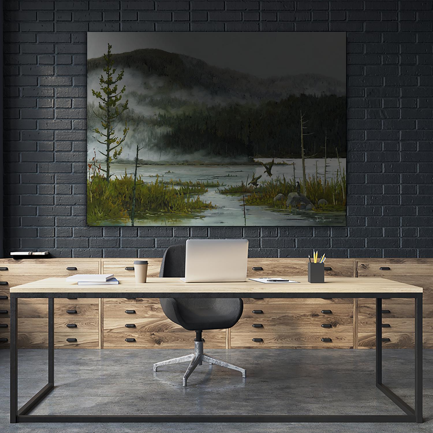 Le lac vaseau by Yvon Lemieux on GIANT ART - green landscape