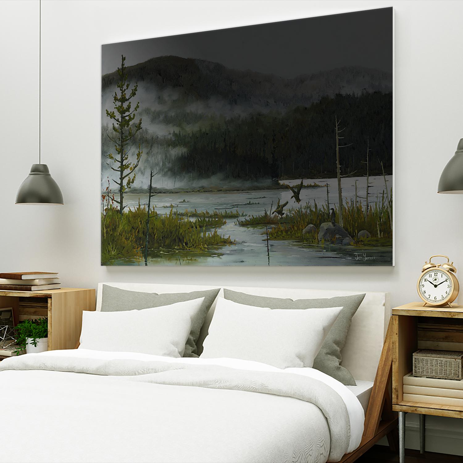 Le lac vaseau by Yvon Lemieux on GIANT ART - green landscape