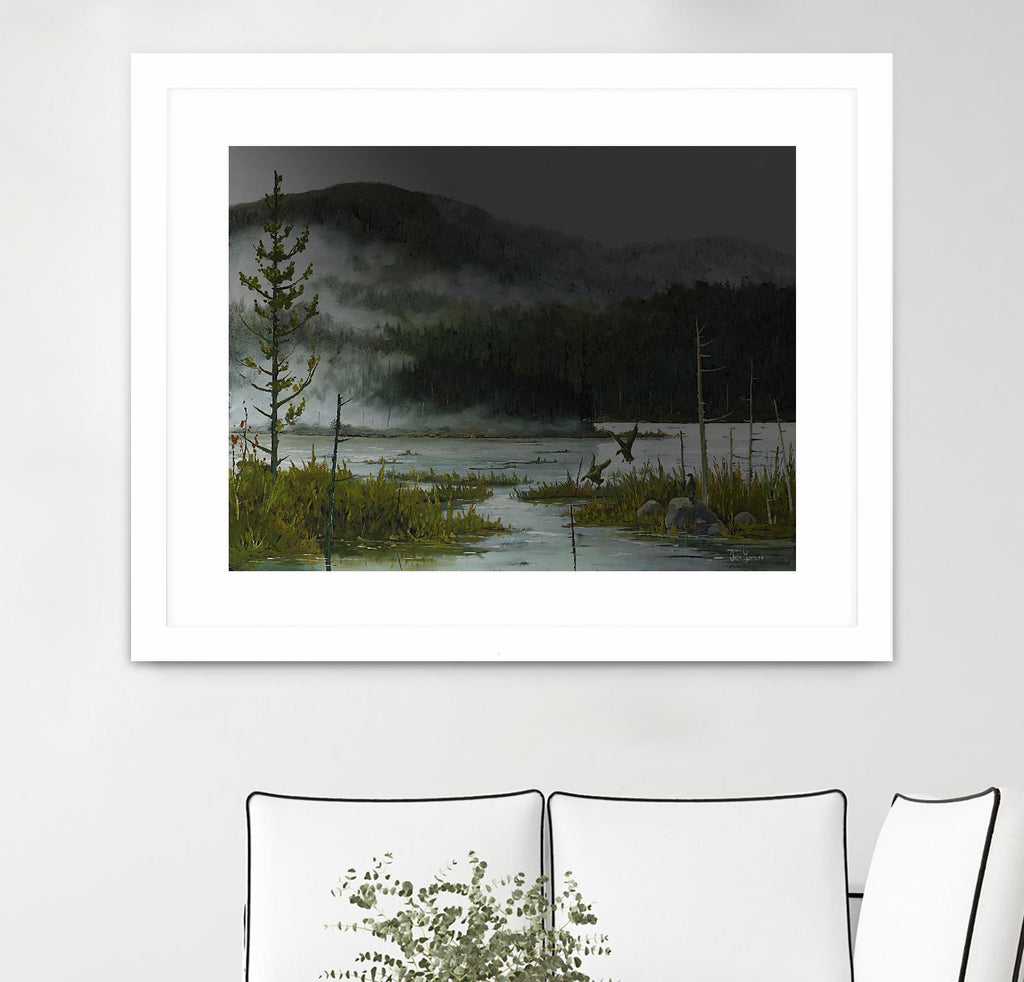 Le lac vaseau par Yvon Lemieux sur GIANT ART - paysage vert