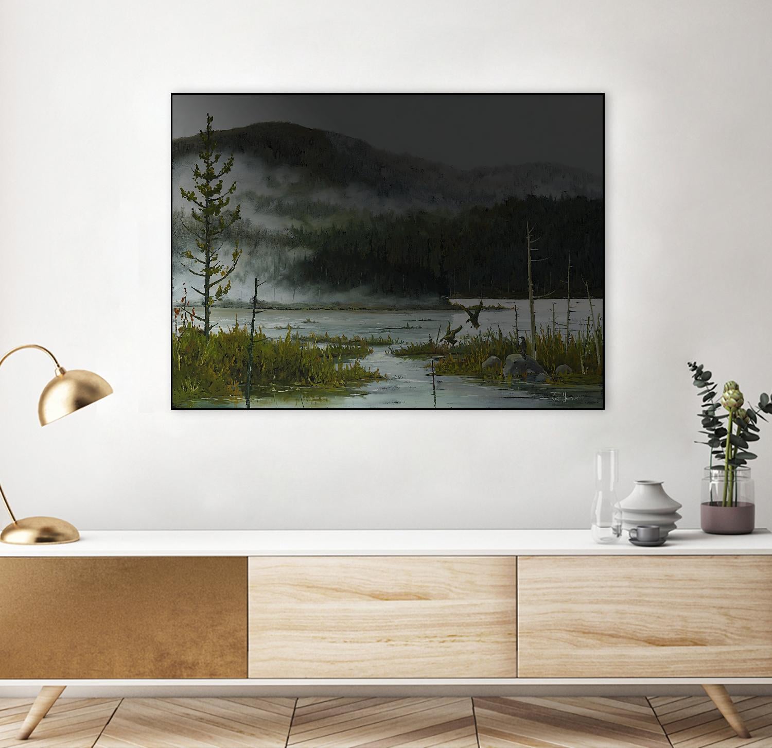 Le lac vaseau by Yvon Lemieux on GIANT ART - green landscape