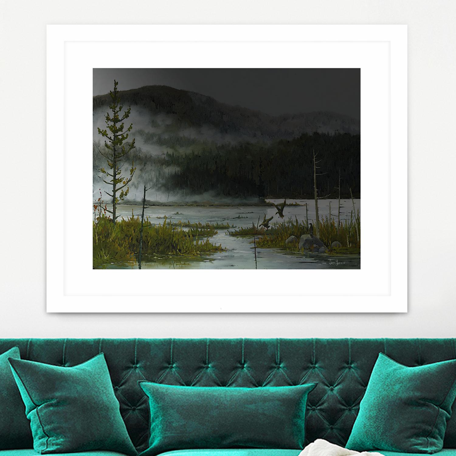 Le lac vaseau by Yvon Lemieux on GIANT ART - green landscape