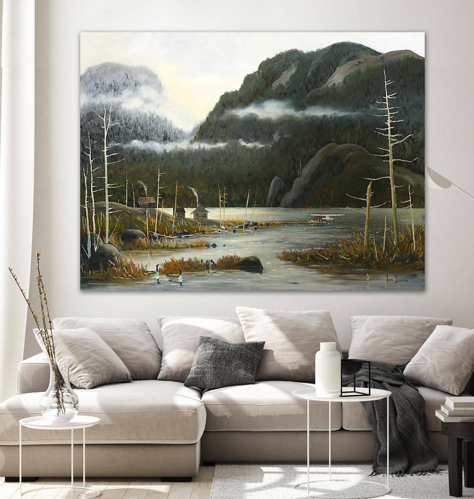 Départ pour la chasse by Yvon Lemieux on GIANT ART - green landscape