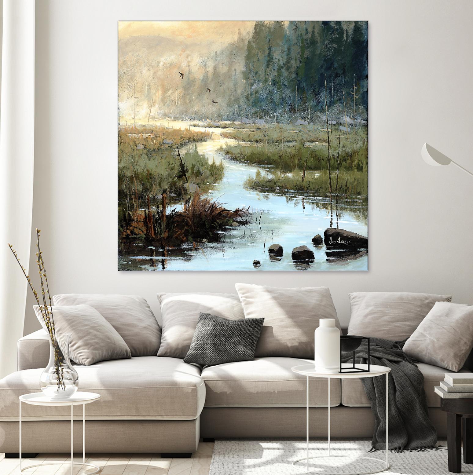 Un matin à Salzbourg by Yvon Lemieux on GIANT ART - green landscape