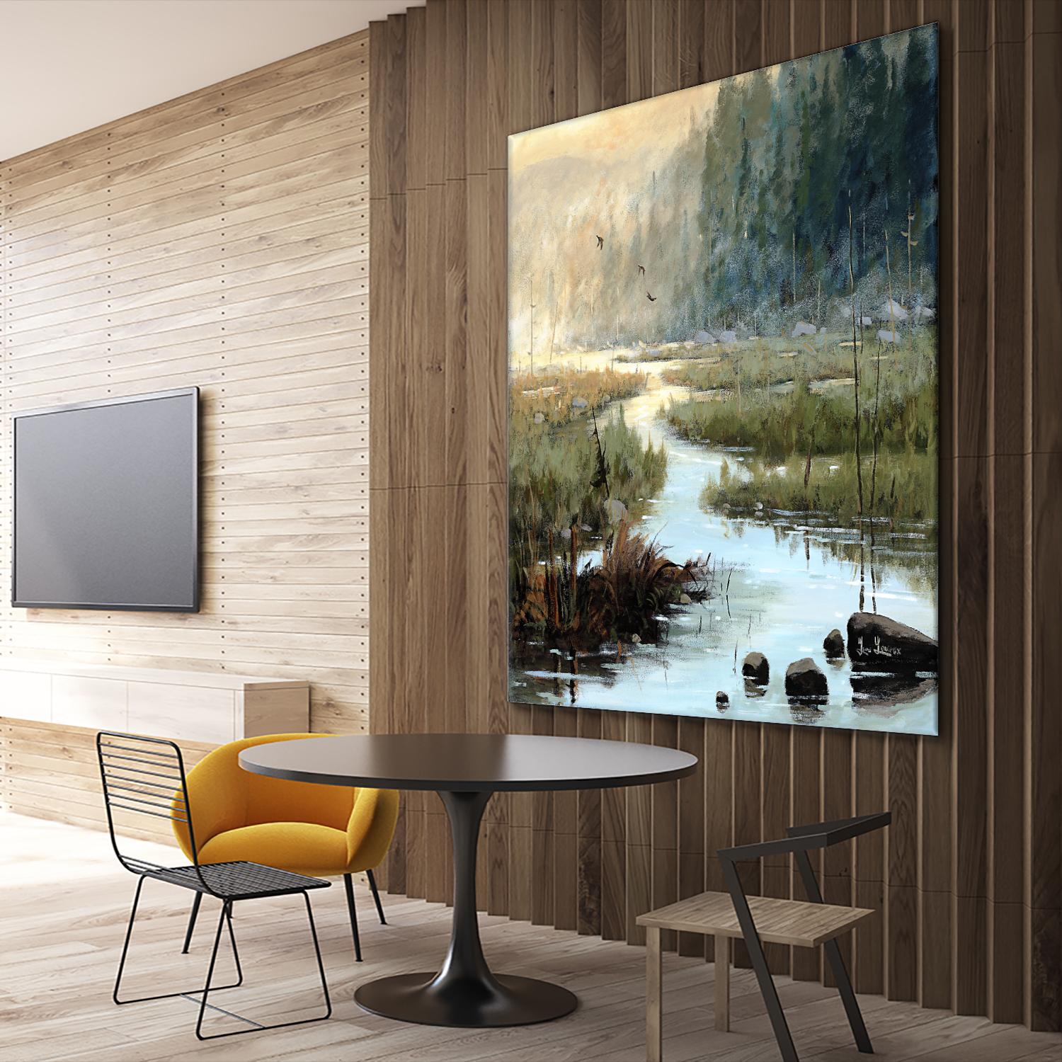 Un matin à Salzbourg by Yvon Lemieux on GIANT ART - green landscape