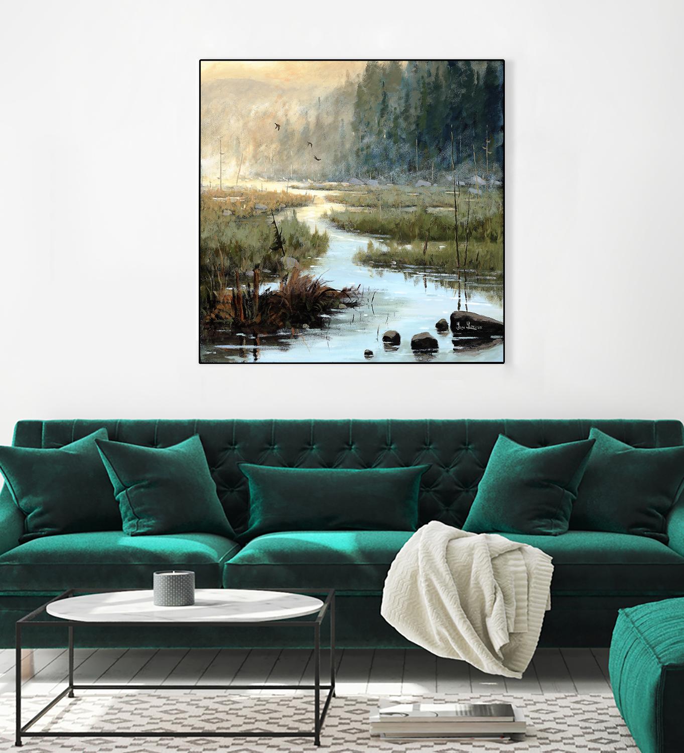 Un matin à Salzbourg by Yvon Lemieux on GIANT ART - green landscape