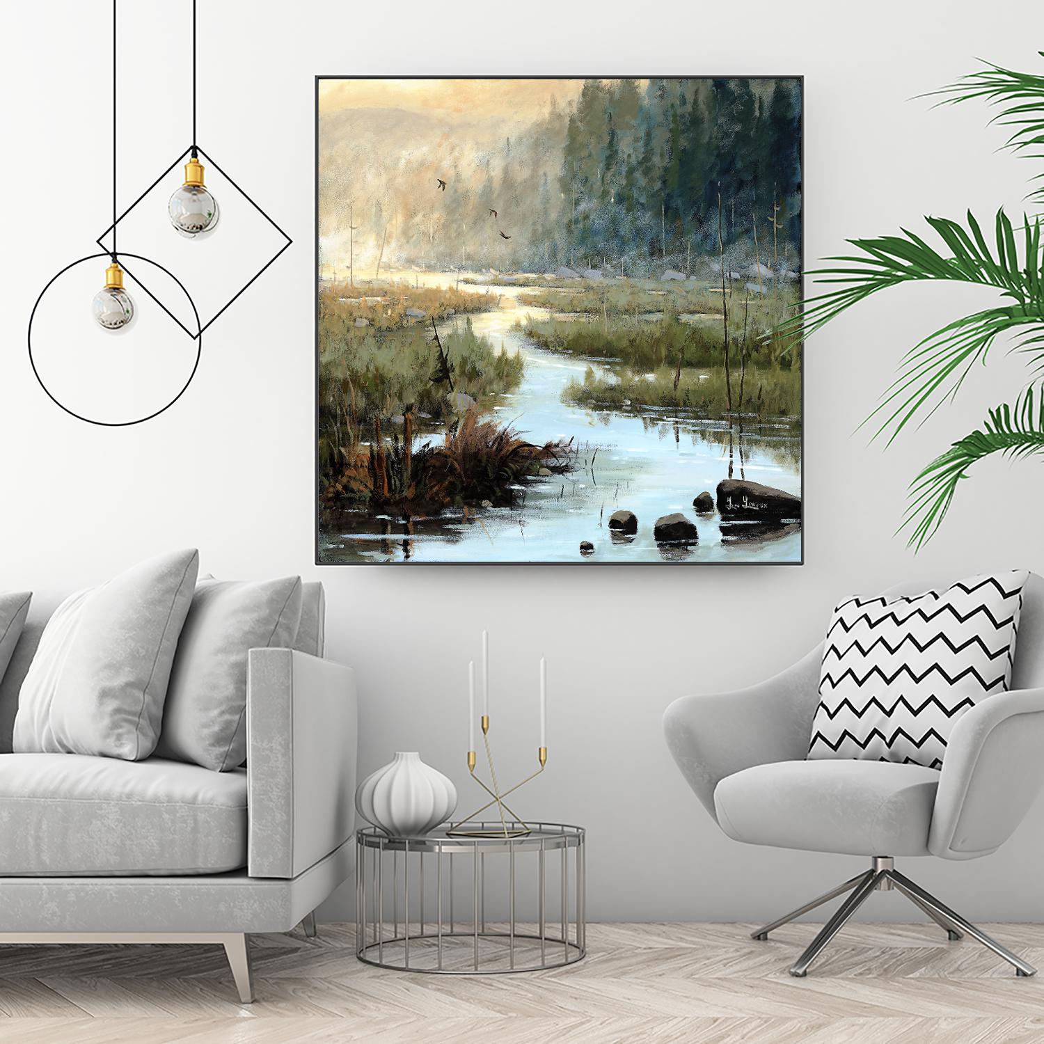 Un matin à Salzbourg by Yvon Lemieux on GIANT ART - green landscape