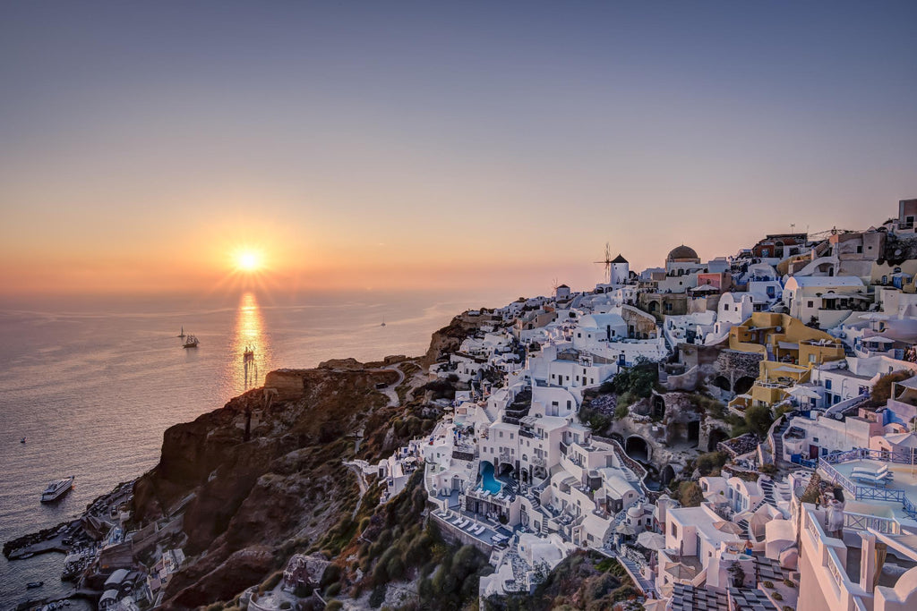 Sailing into the sunset, Oia, Greece by Nick Jackson on GIANT ART - blue landscape