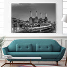 Trains pass Battersea Power Sation by Nick Jackson on GIANT ART - white city scene