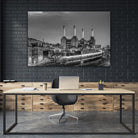 Trains pass Battersea Power Sation by Nick Jackson on GIANT ART - white city scene