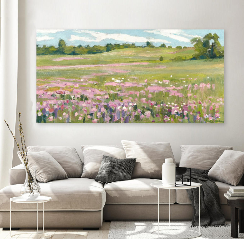 Picnic in Pink by Ron Simpkins on GIANT ART - green landscape