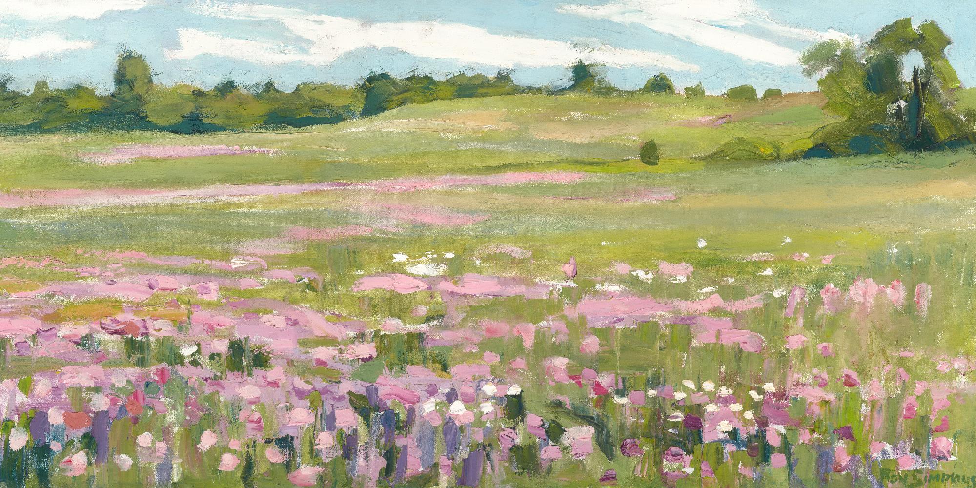 Picnic in Pink by Ron Simpkins on GIANT ART - green landscape