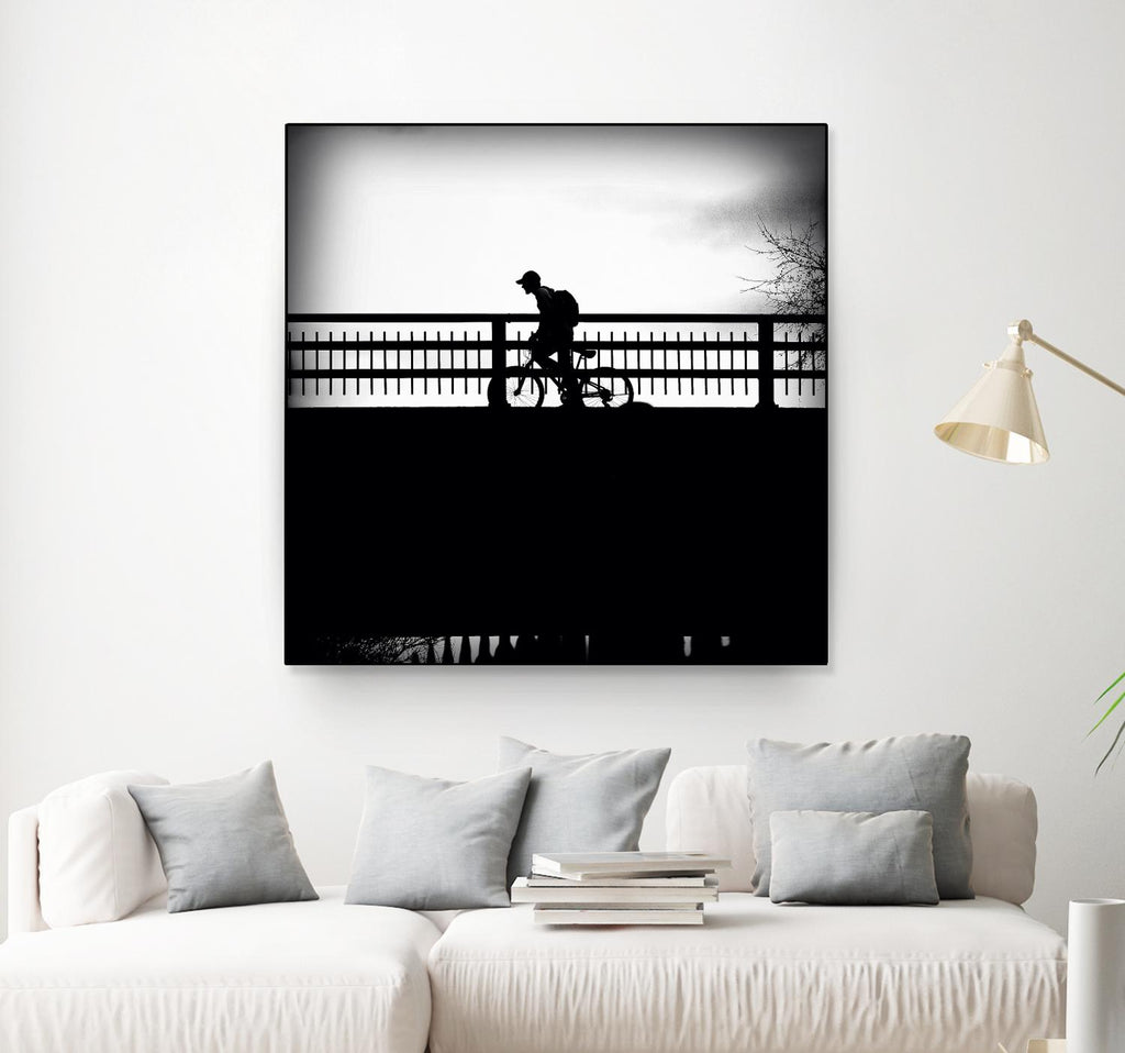 Lone Rider by Jean-François Dupuis on GIANT ART - white black & white bicyclette