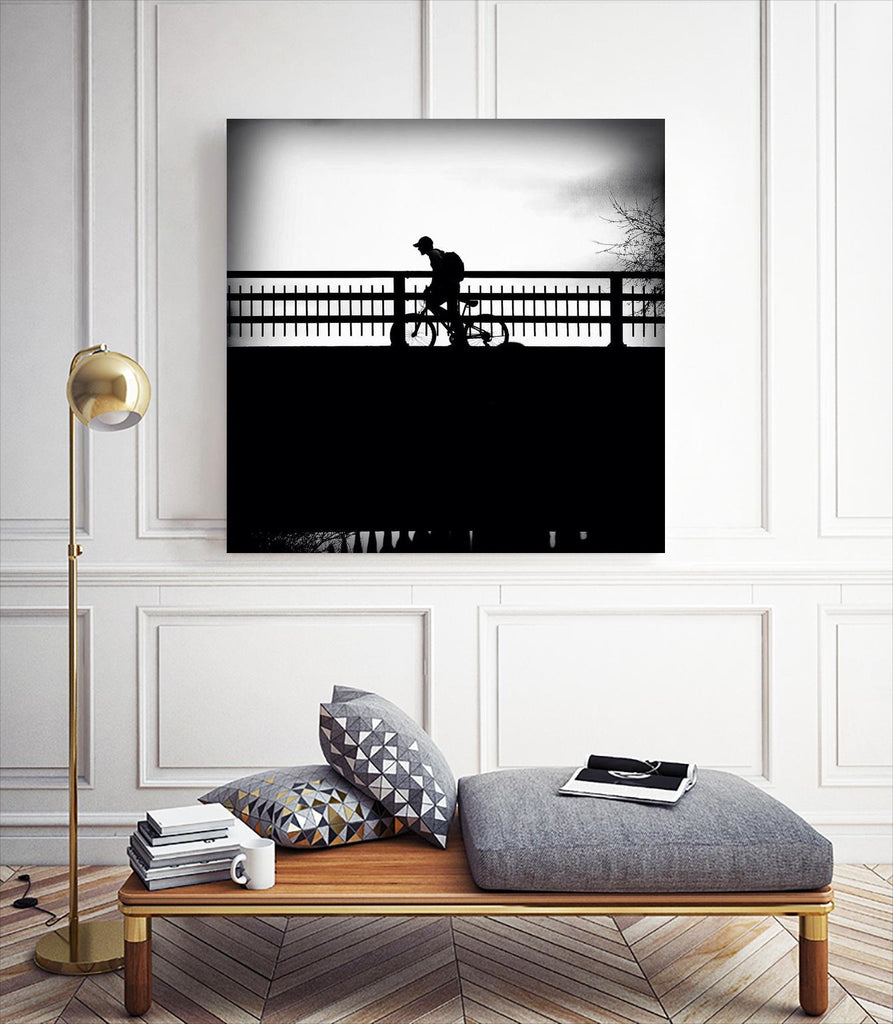 Lone Rider by Jean-François Dupuis on GIANT ART - white black & white bicyclette