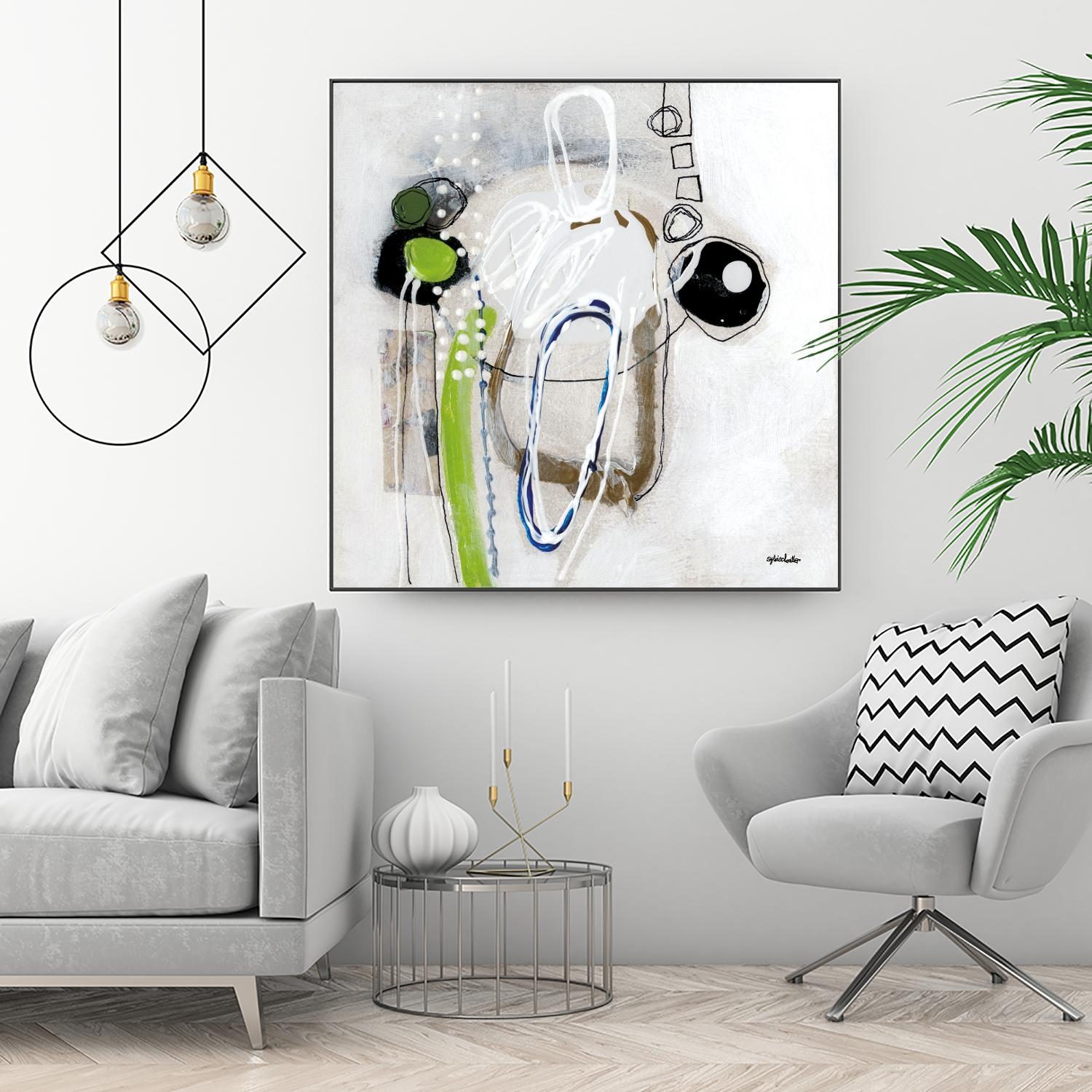 Tour de piste 3 by Sylvie Cloutier on GIANT ART - green abstract