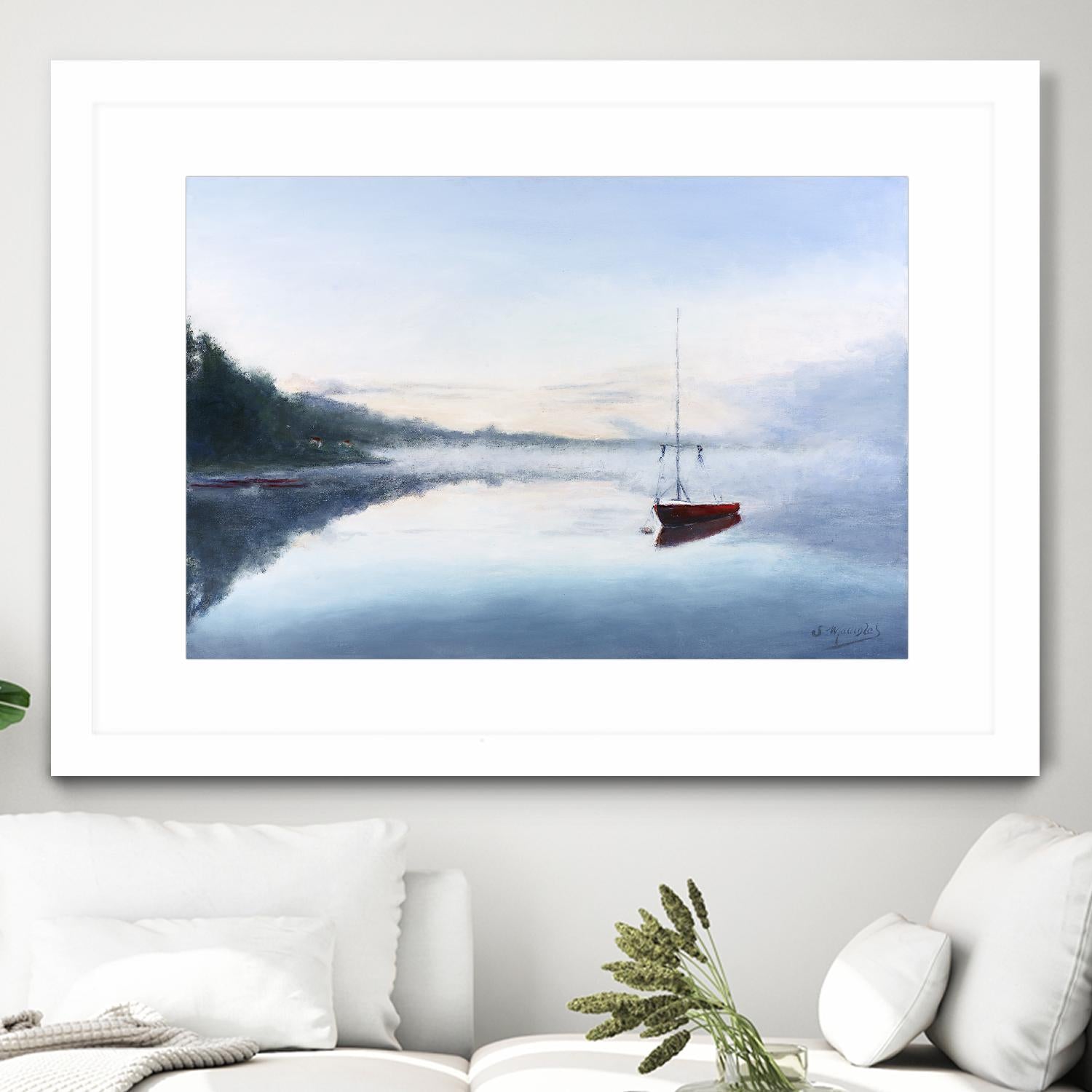 Le solitaire by Jocelyne Maucotel on GIANT ART - red costal tôt le matin