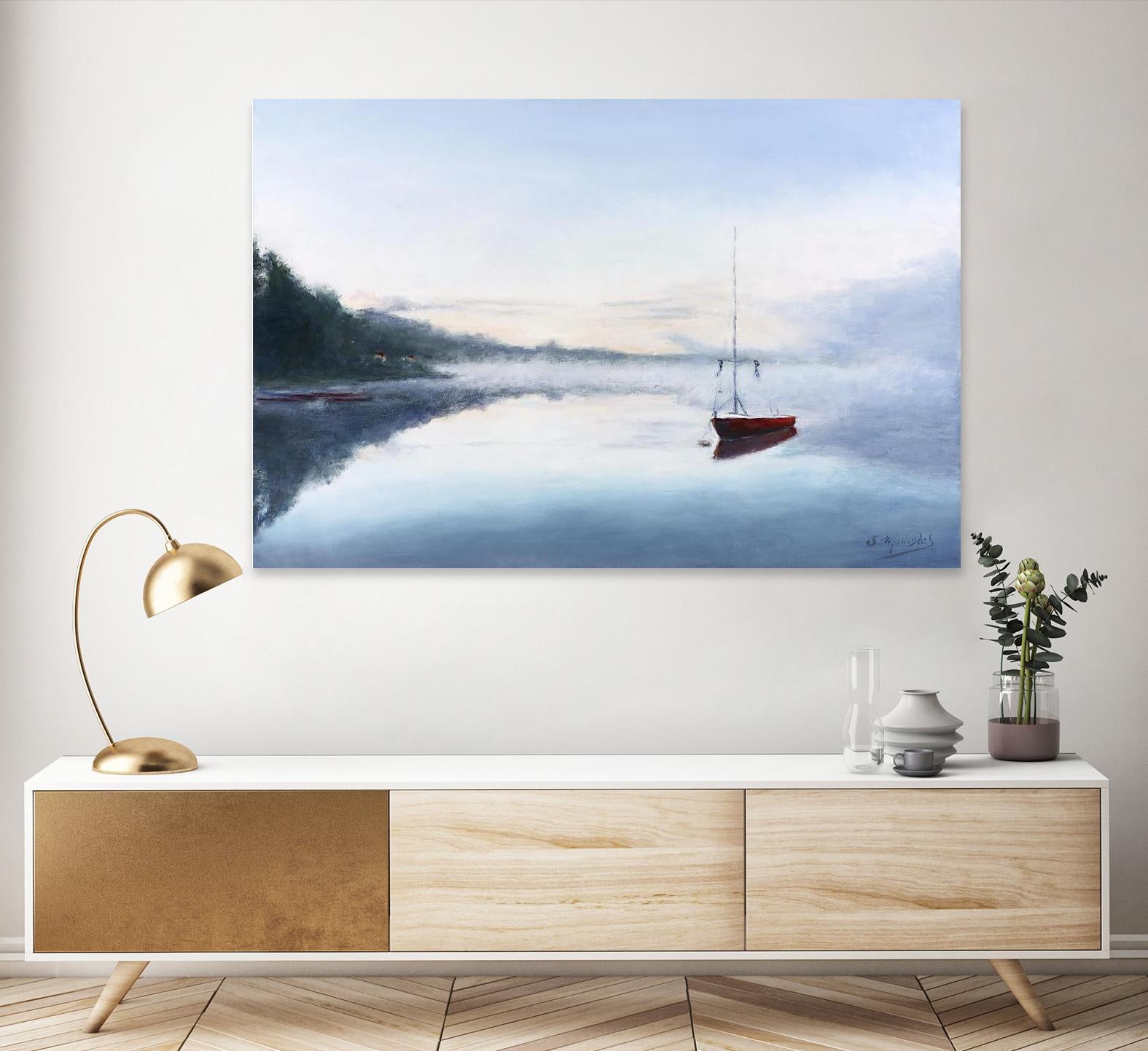 Le solitaire by Jocelyne Maucotel on GIANT ART - red costal tôt le matin