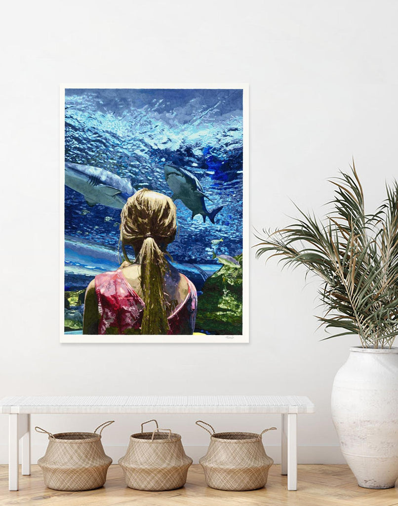 Discovery of Water by Gill Alexander on GIANT ART - pink figurative shark
