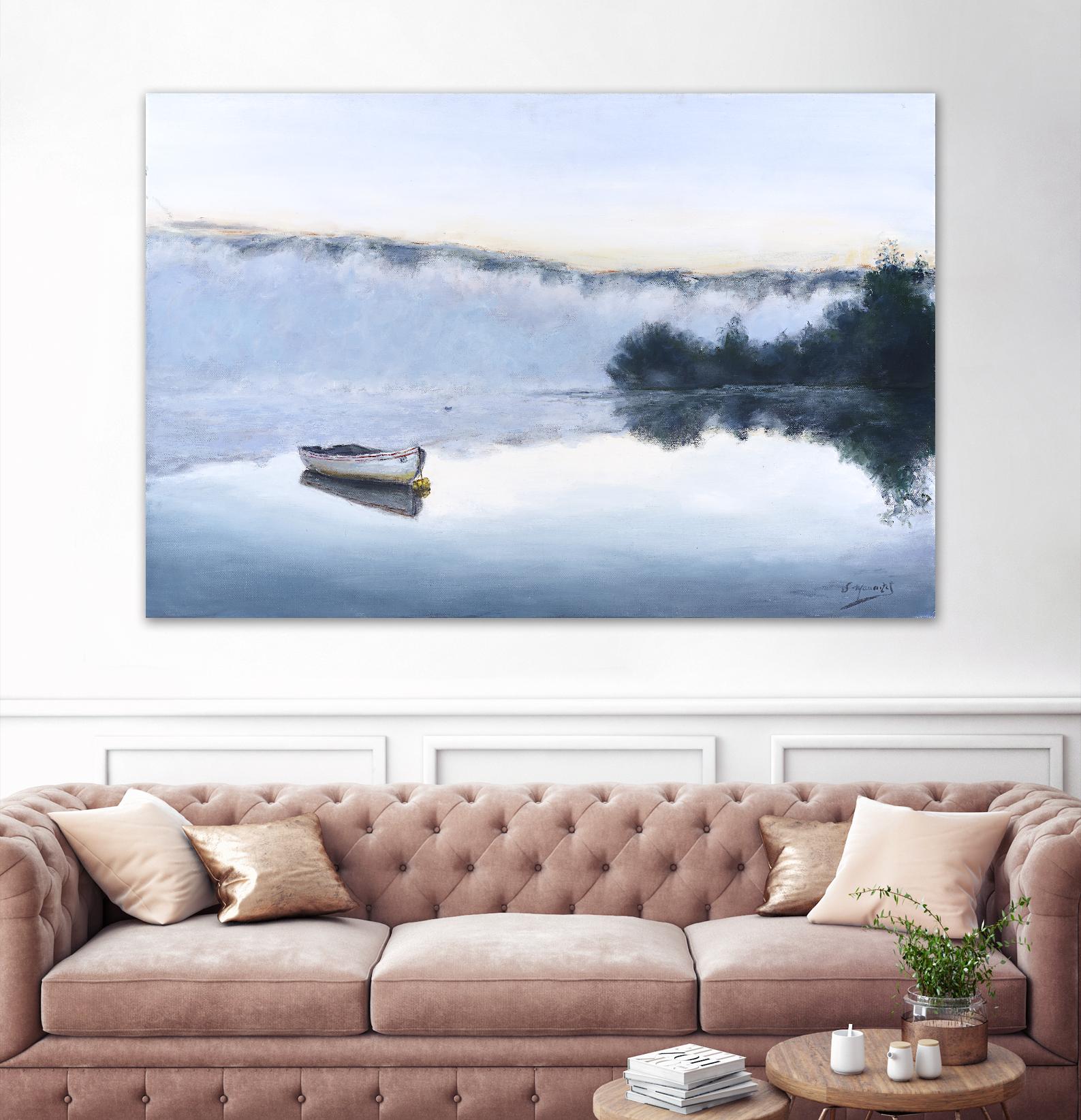 Brume sur le lac d'argent by Jocelyne Maucotel on GIANT ART - blue sea scene