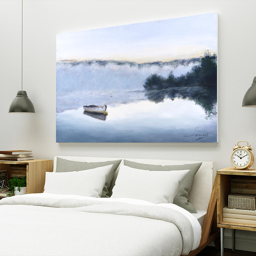 Brume sur le lac d'argent by Jocelyne Maucotel on GIANT ART - blue sea scene