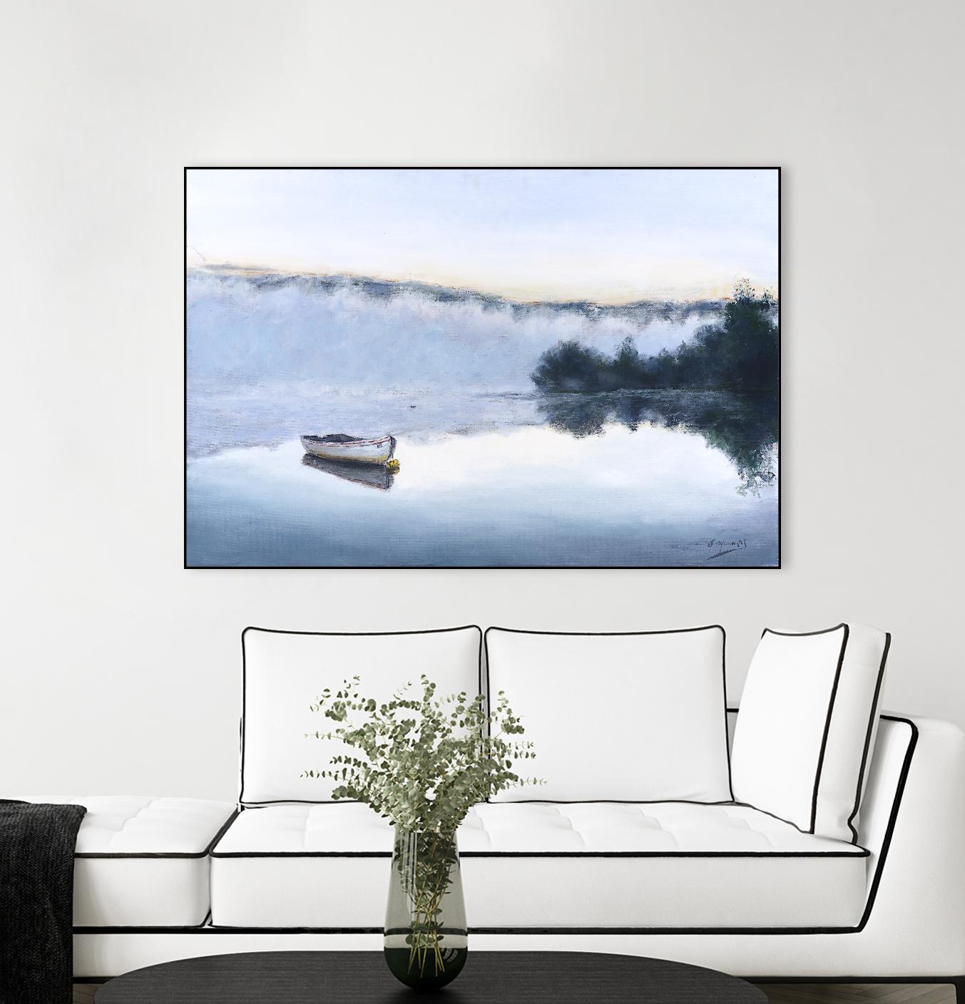 Brume sur le lac d'argent by Jocelyne Maucotel on GIANT ART - blue sea scene