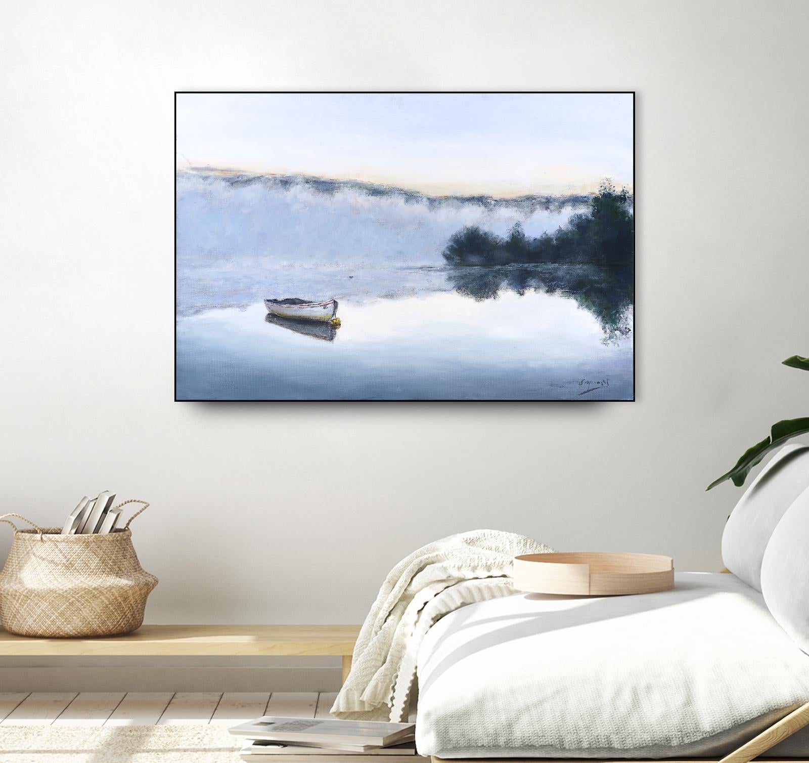 Brume sur le lac d'argent by Jocelyne Maucotel on GIANT ART - blue sea scene